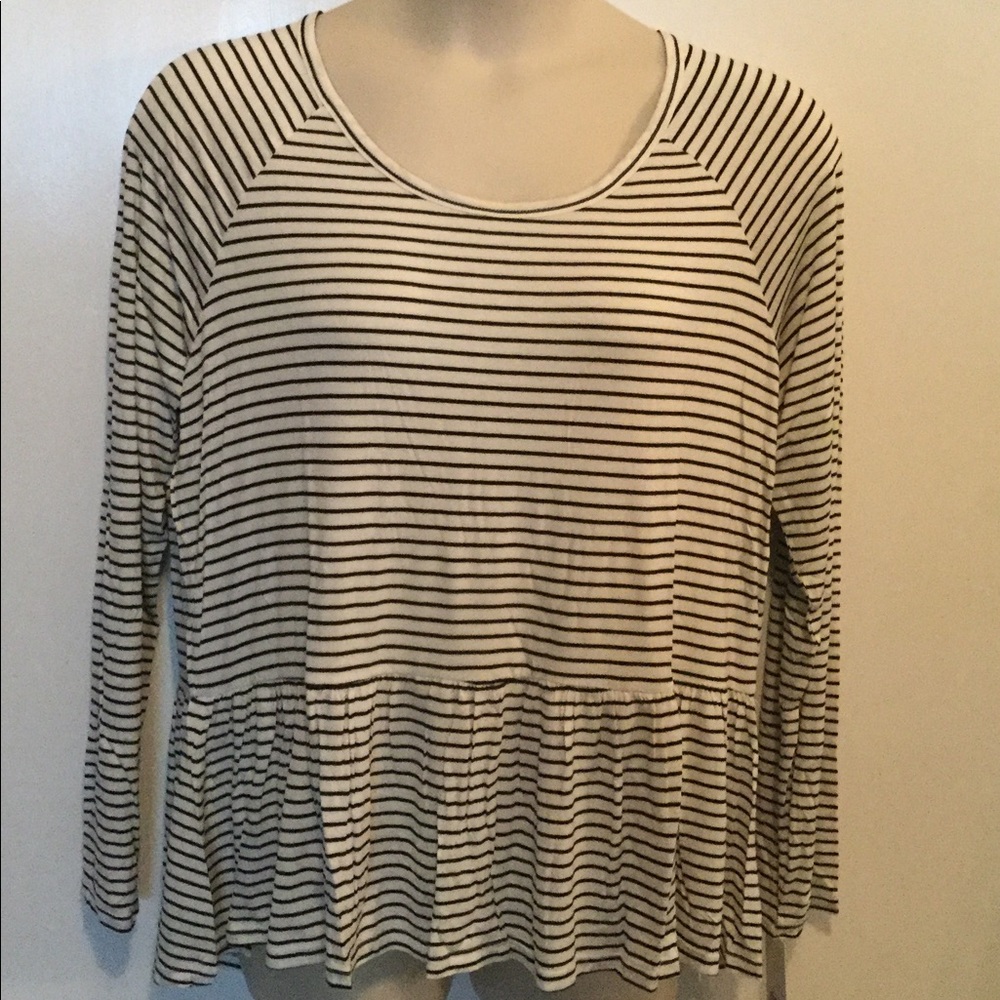 Stripe Peplum Tee Ivory tiny stripe tee XXL